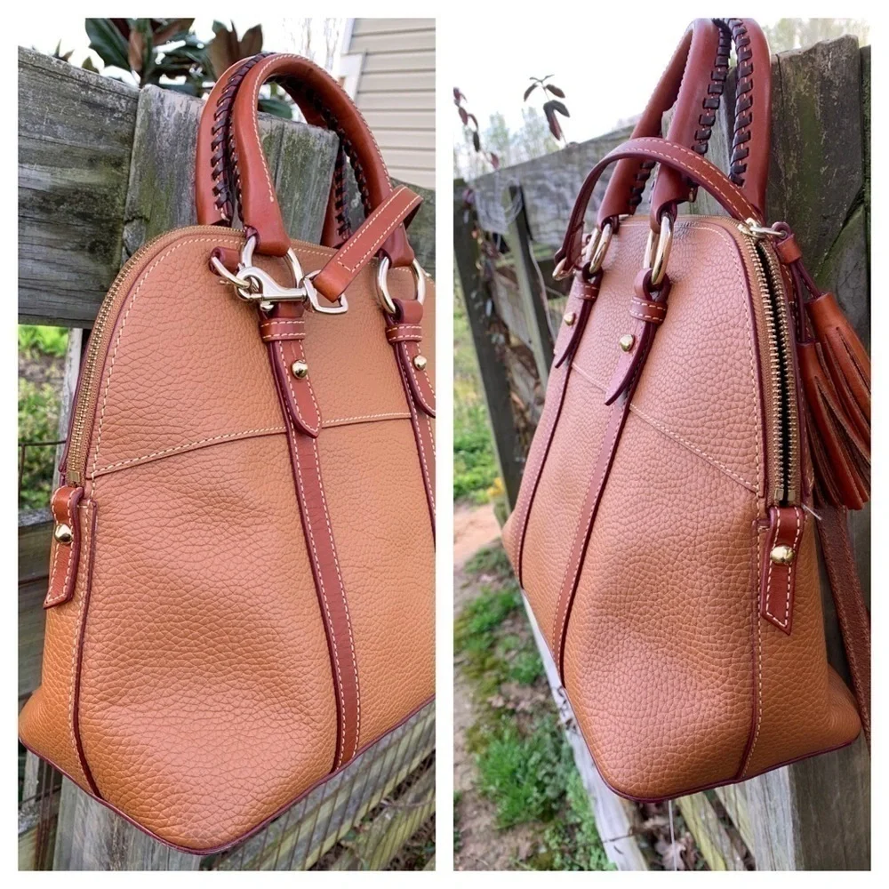 Dooney & Bourke Brown Leather Aubrey Zip Dome Bag